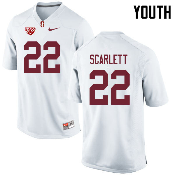 Youth #22 Cameron Scarlett Stanford Cardinal College Football Jerseys Sale-White